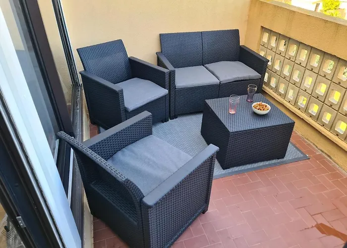 Studio Vue Mer, Balcon, Piscine, Clim, Parking Prive شقة